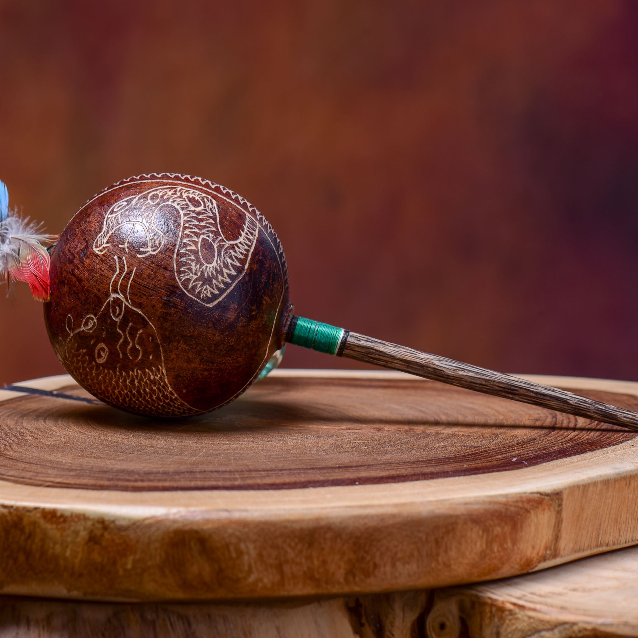 Large Shipibo Maracas The Snake and The Jaguar