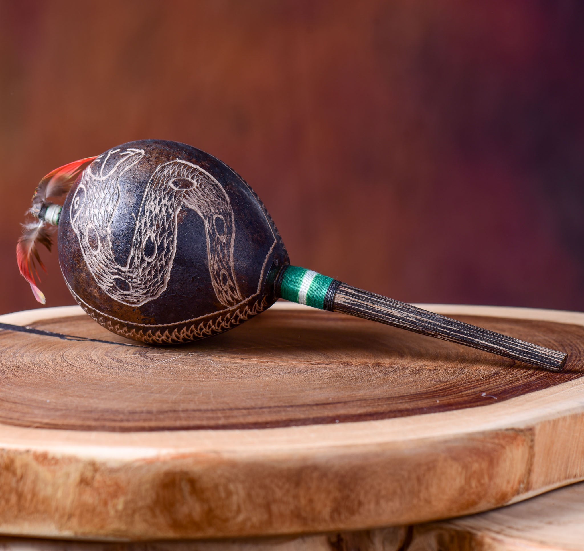 Large Shipibo Maracas Dark Snake