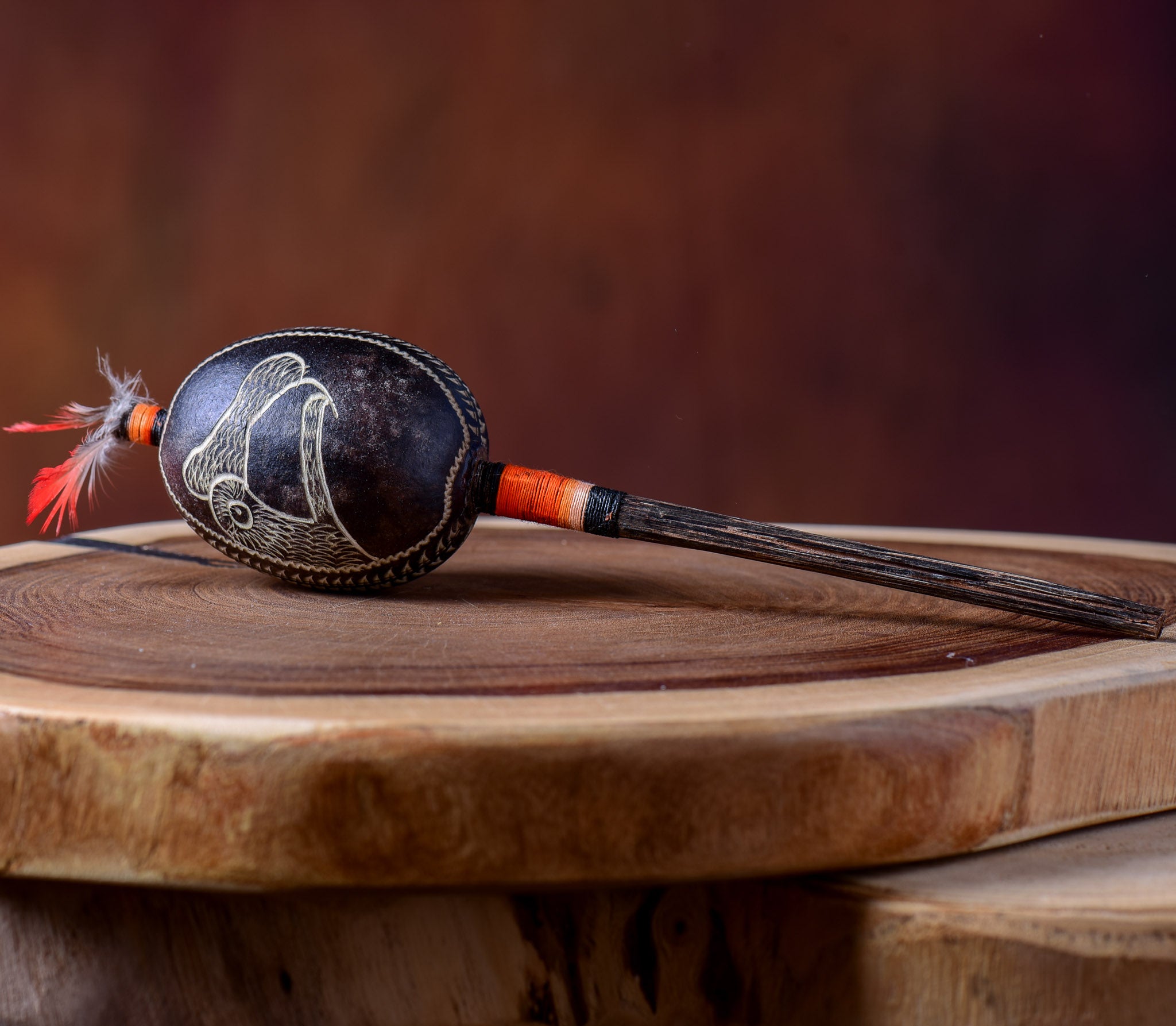 Small Shipibo Maraca The Black Parrot