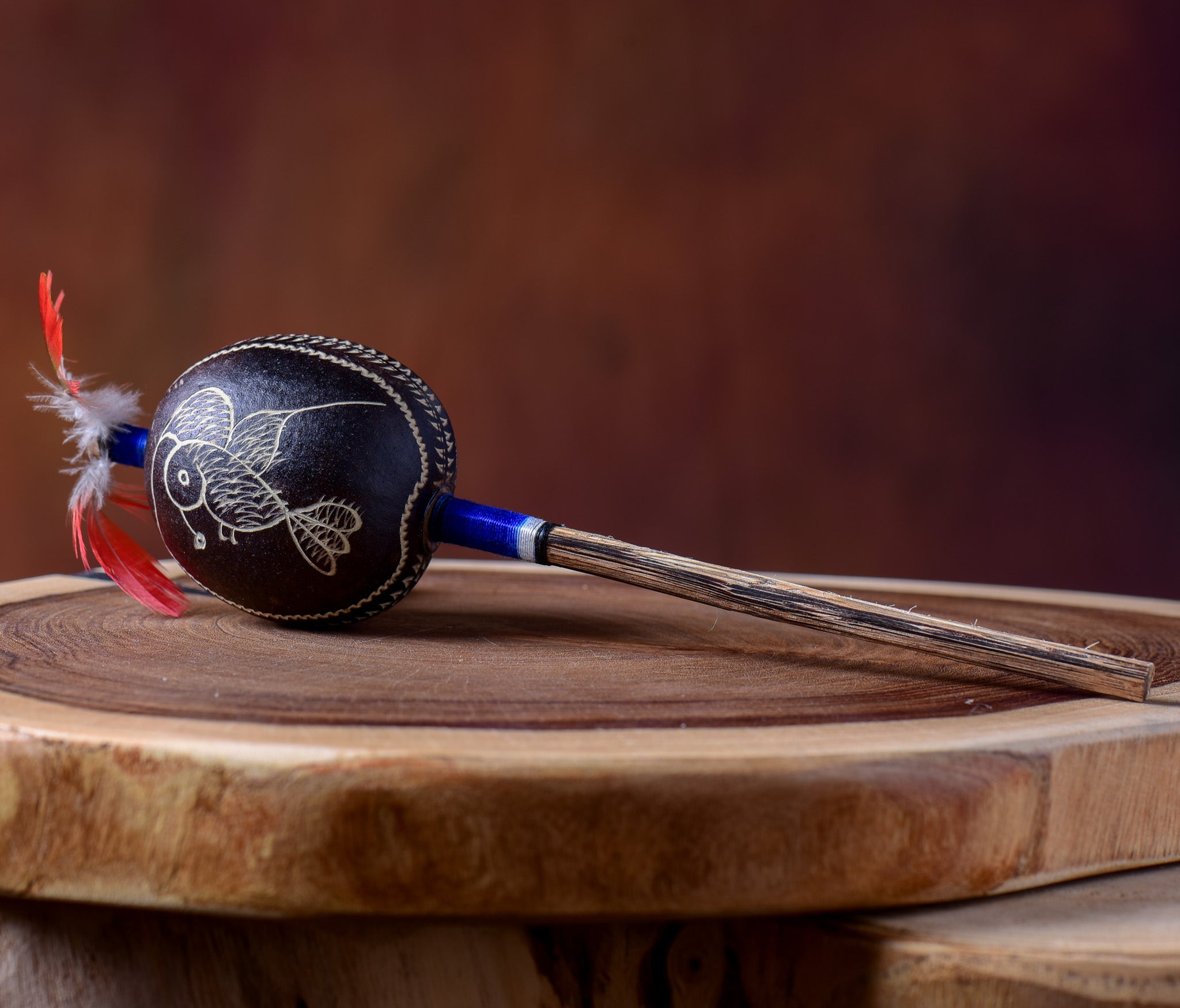 Small Shipibo Maraca Black Bird