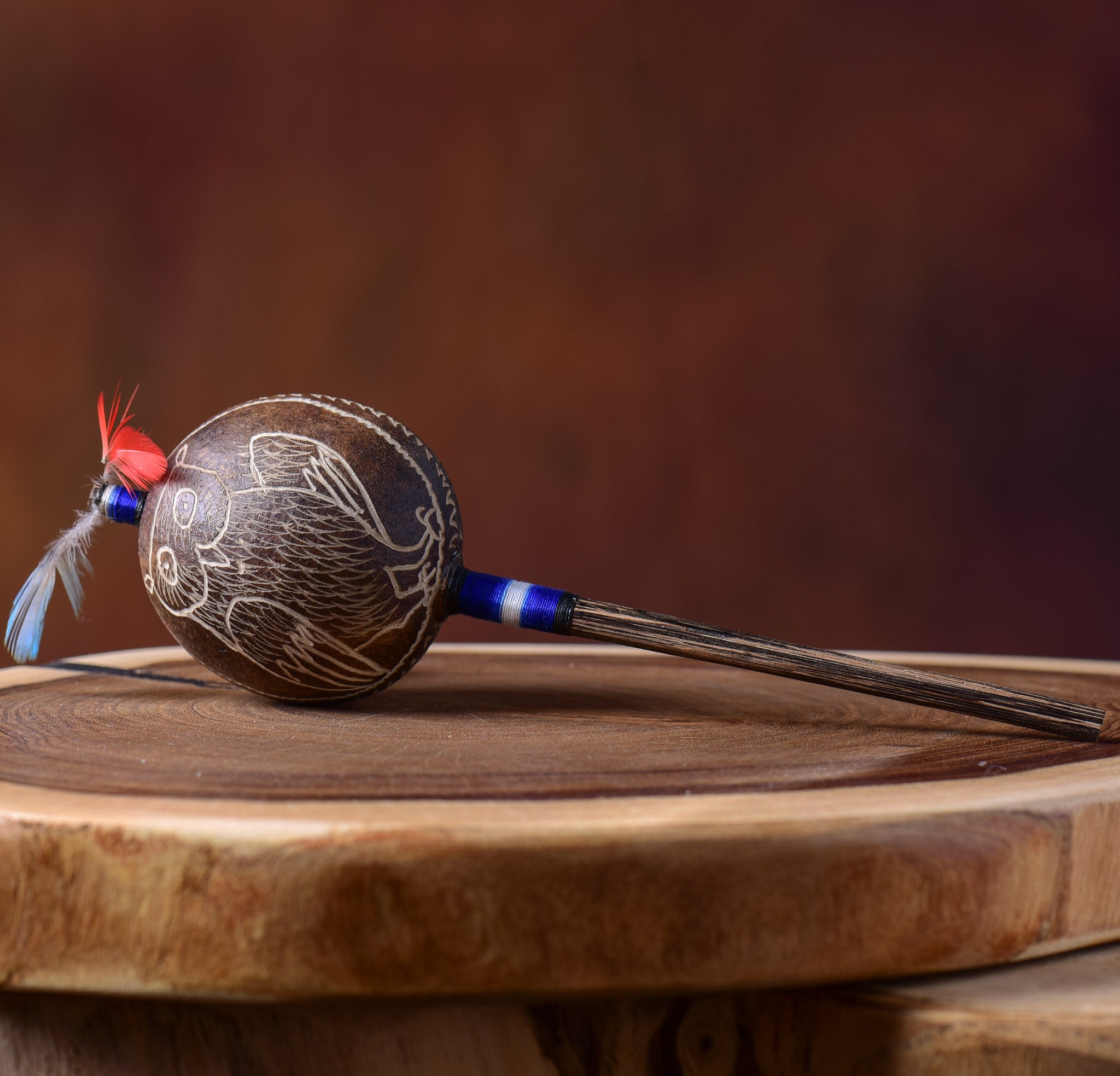 Small Shipibo Maraca The Owl & The Wolf