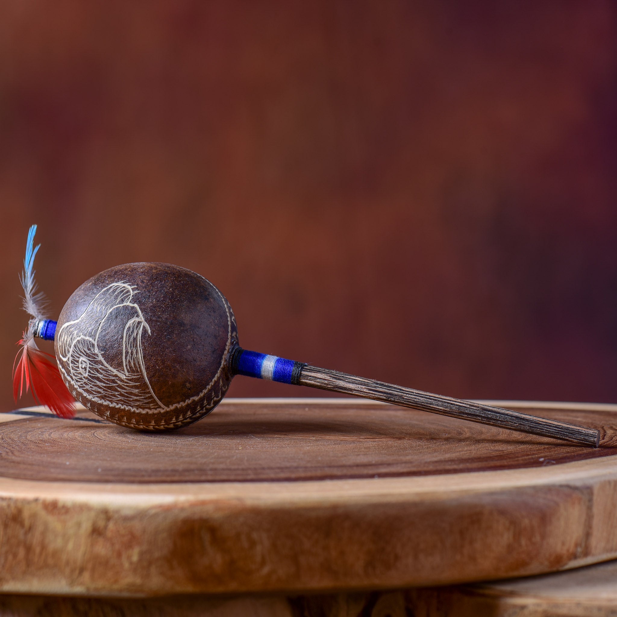 Small Shipibo Maraca The Owl & The Wolf