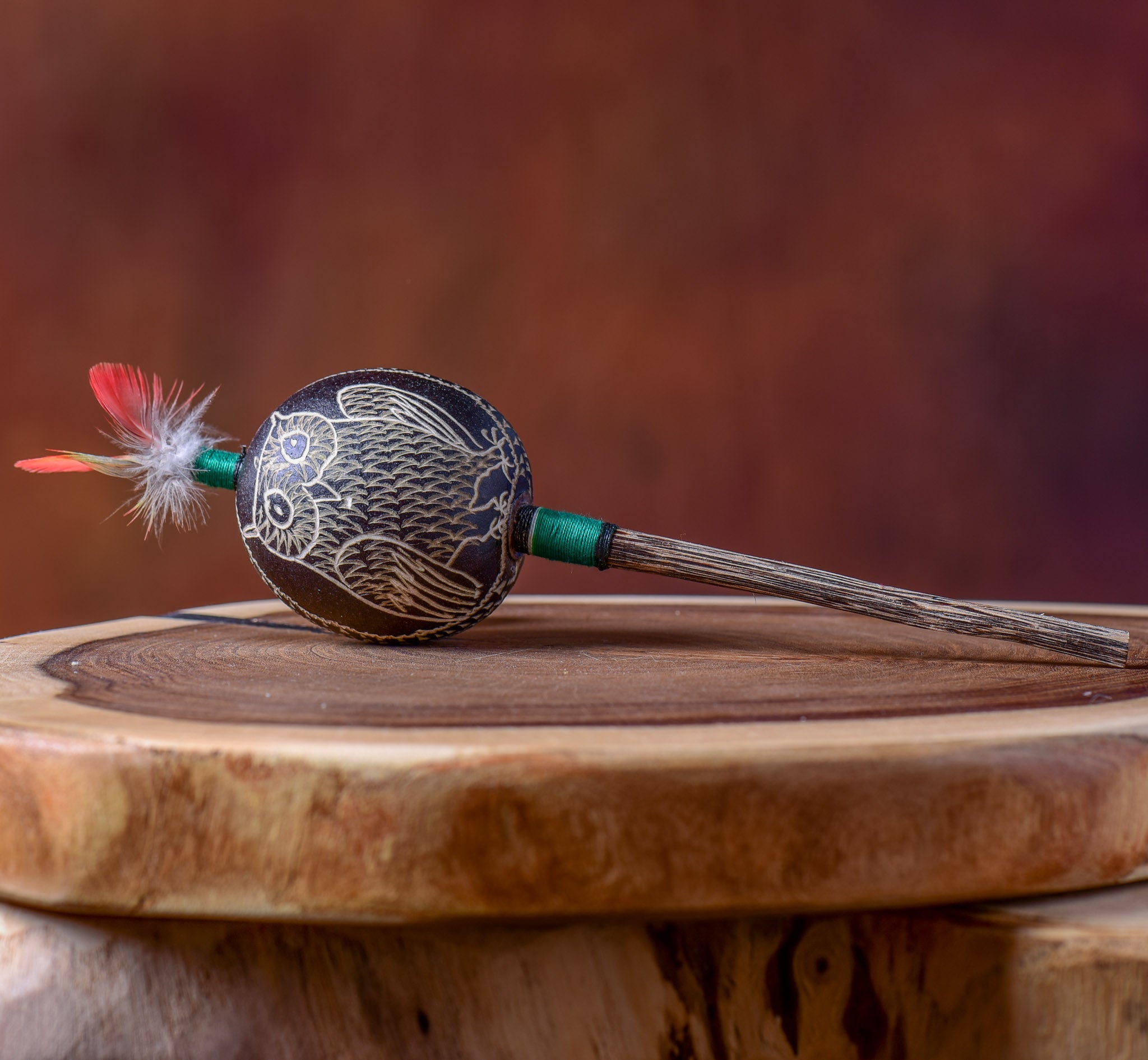 Small Shipibo Maraca The Owl & The Snake
