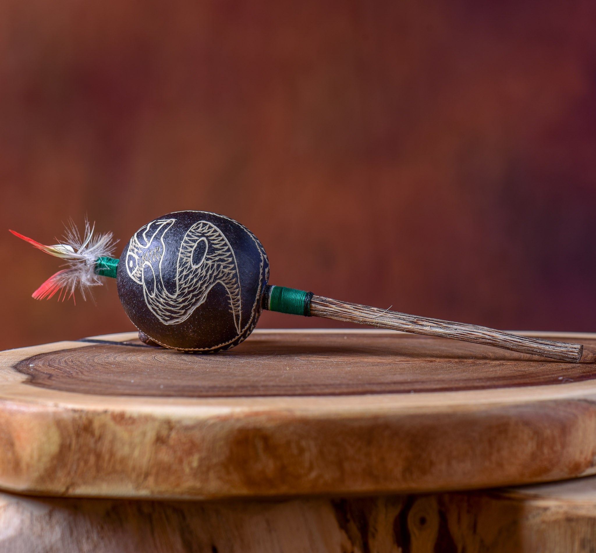 Small Shipibo Maraca The Owl & The Snake