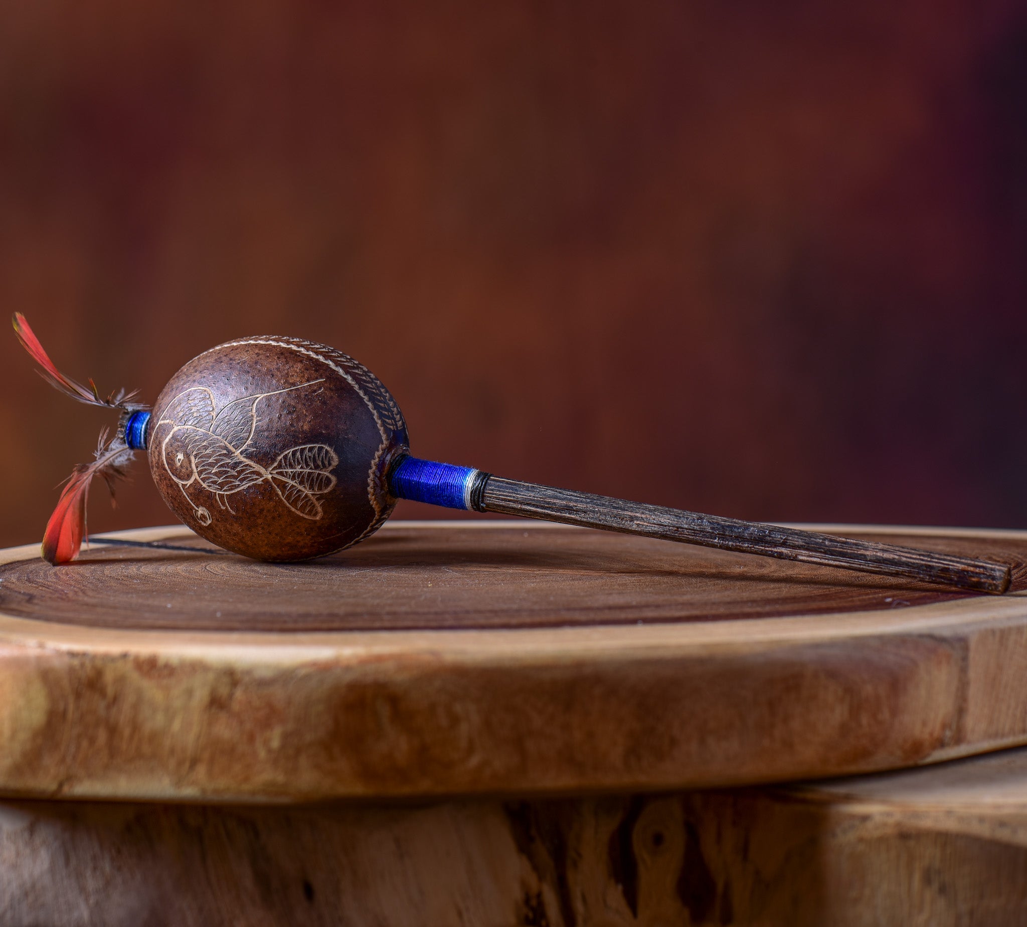 Small Shipibo Maraca The Hummingbird & The Leafs