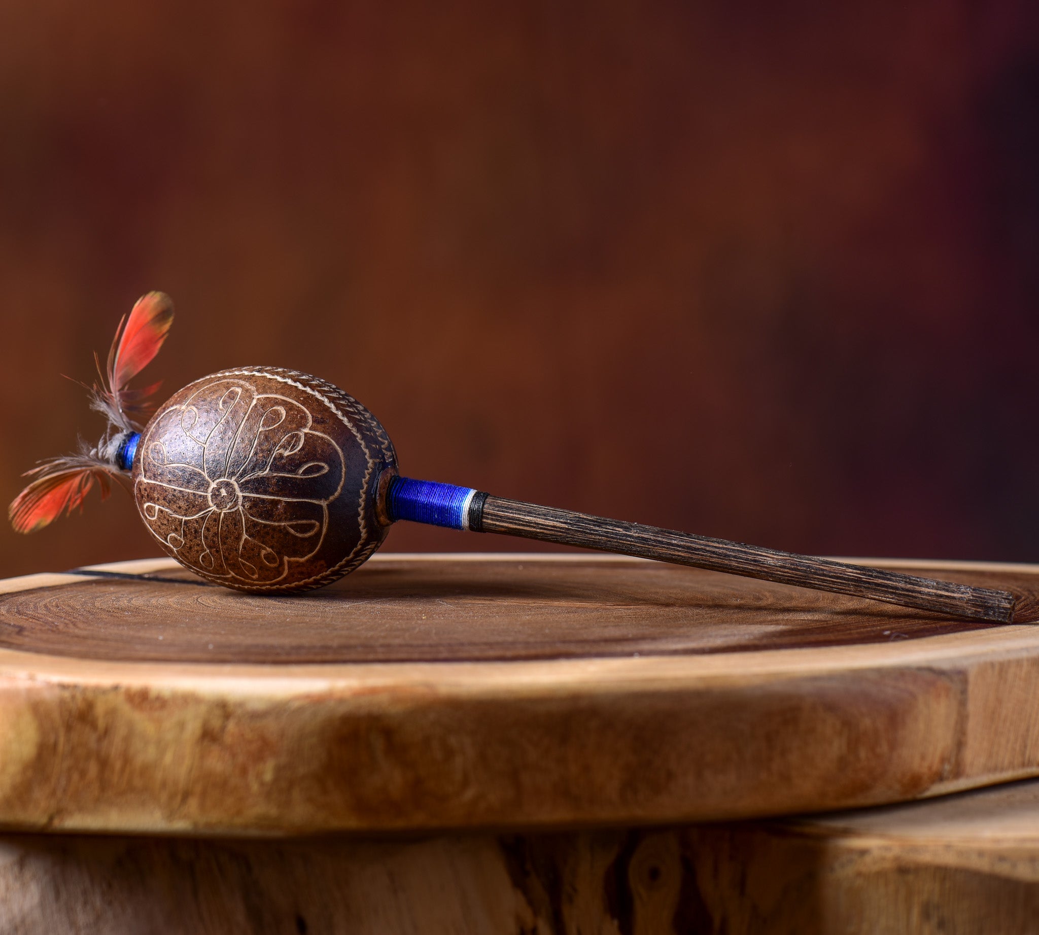 Small Shipibo Maraca The Hummingbird & The Leafs