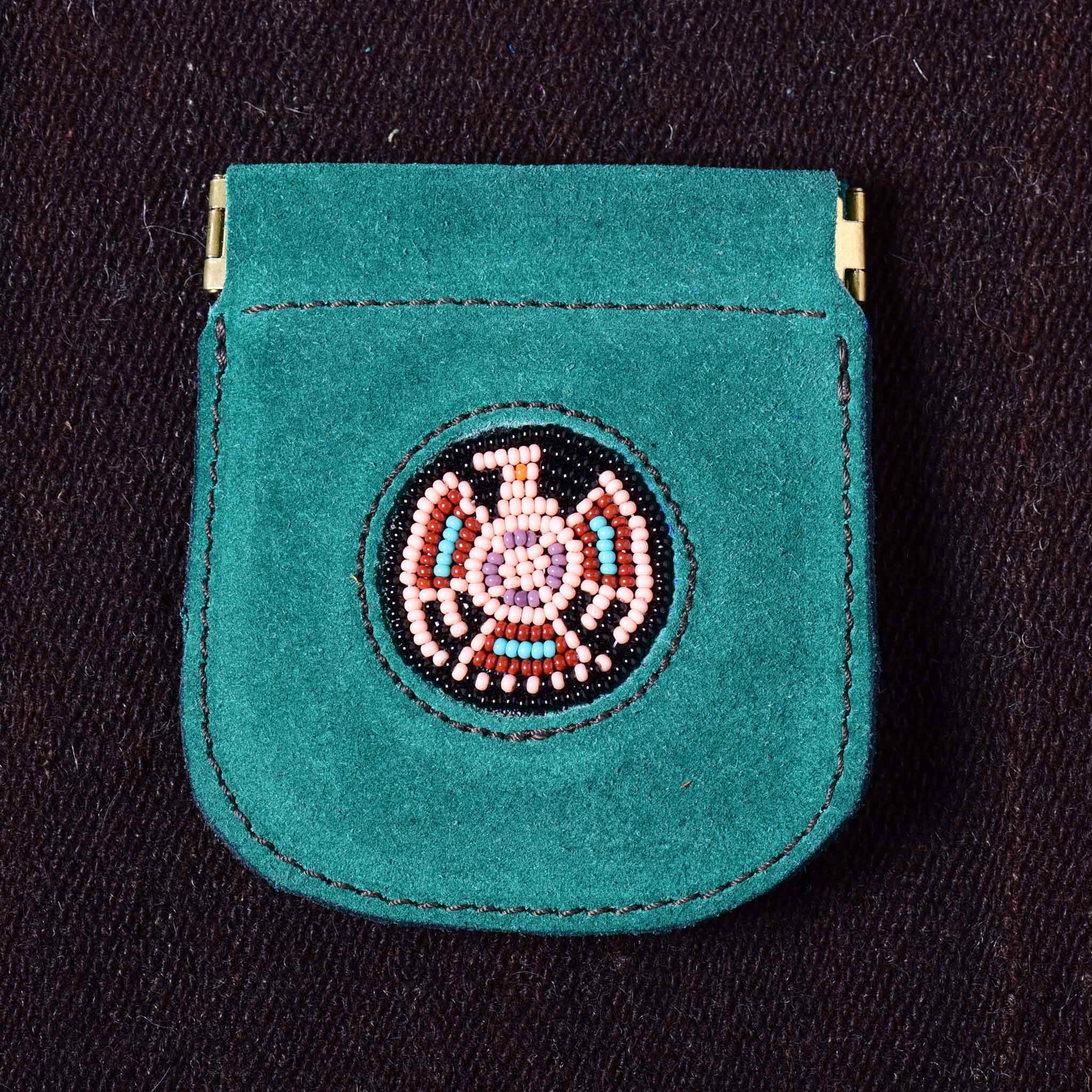 Andino Push - Otavalo Leather Beads Embroidery Purse Eagle