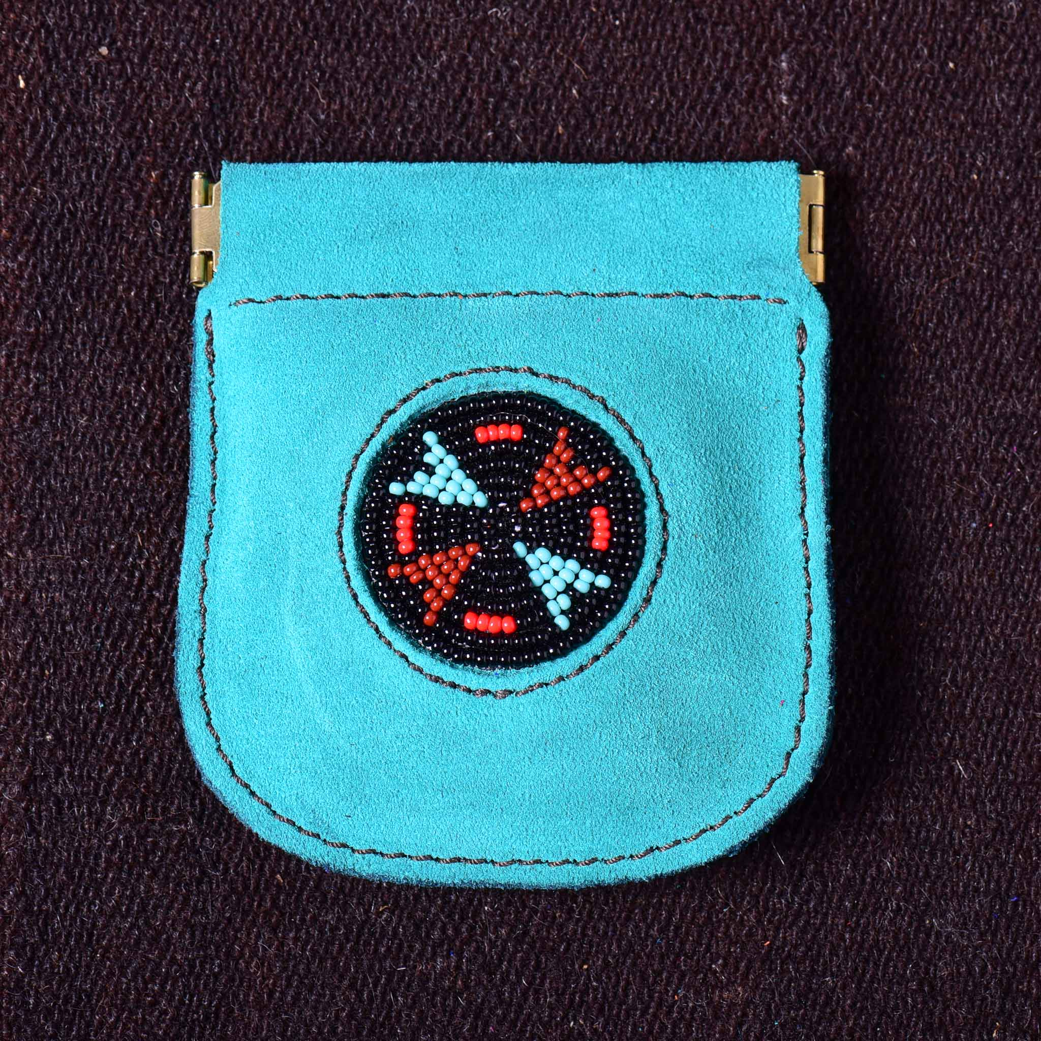 Andino Push - Otavalo Leather Beads Embroidery Purse Triangles