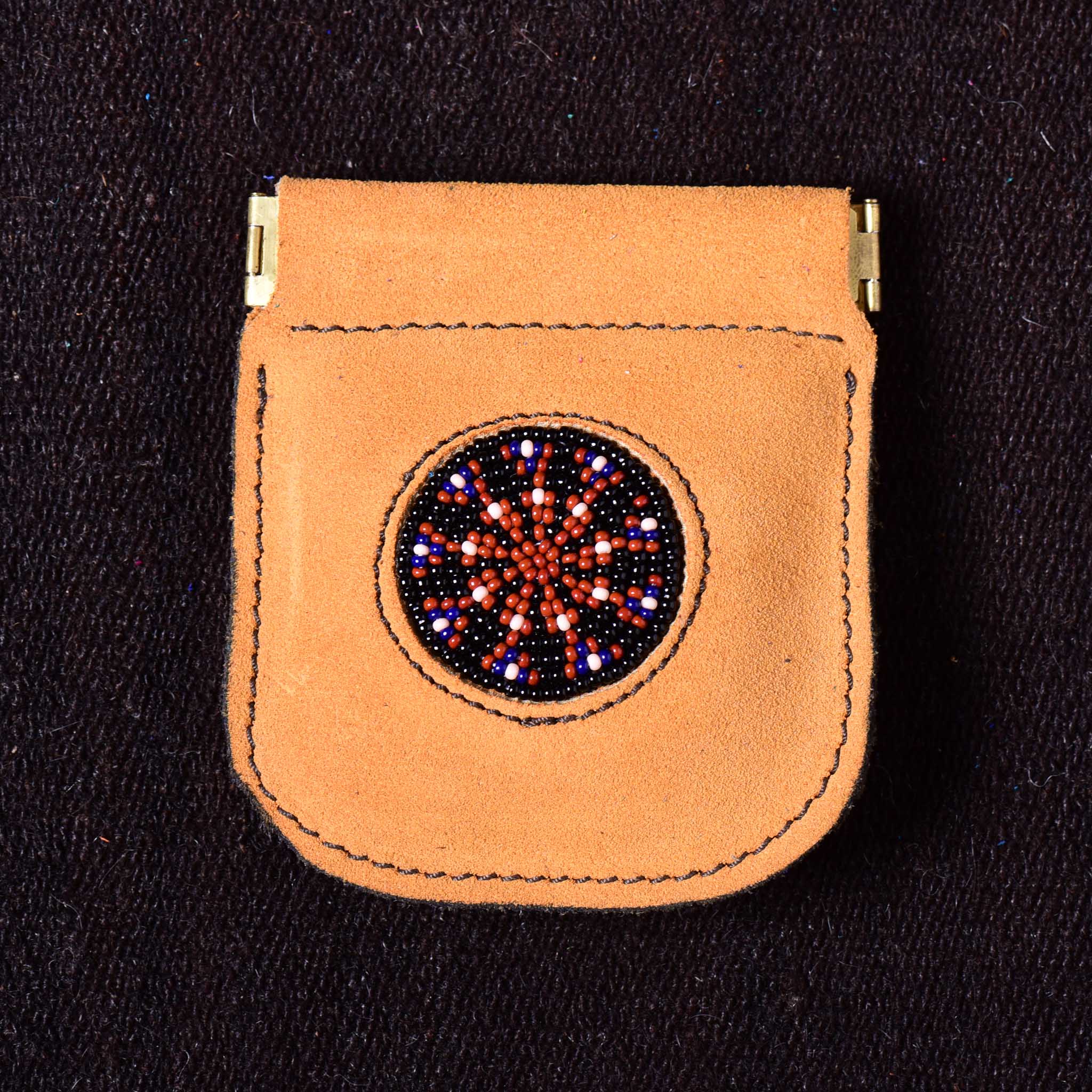 Andino Push - Otavalo Leather Beads Embroidery Purse Light Sun