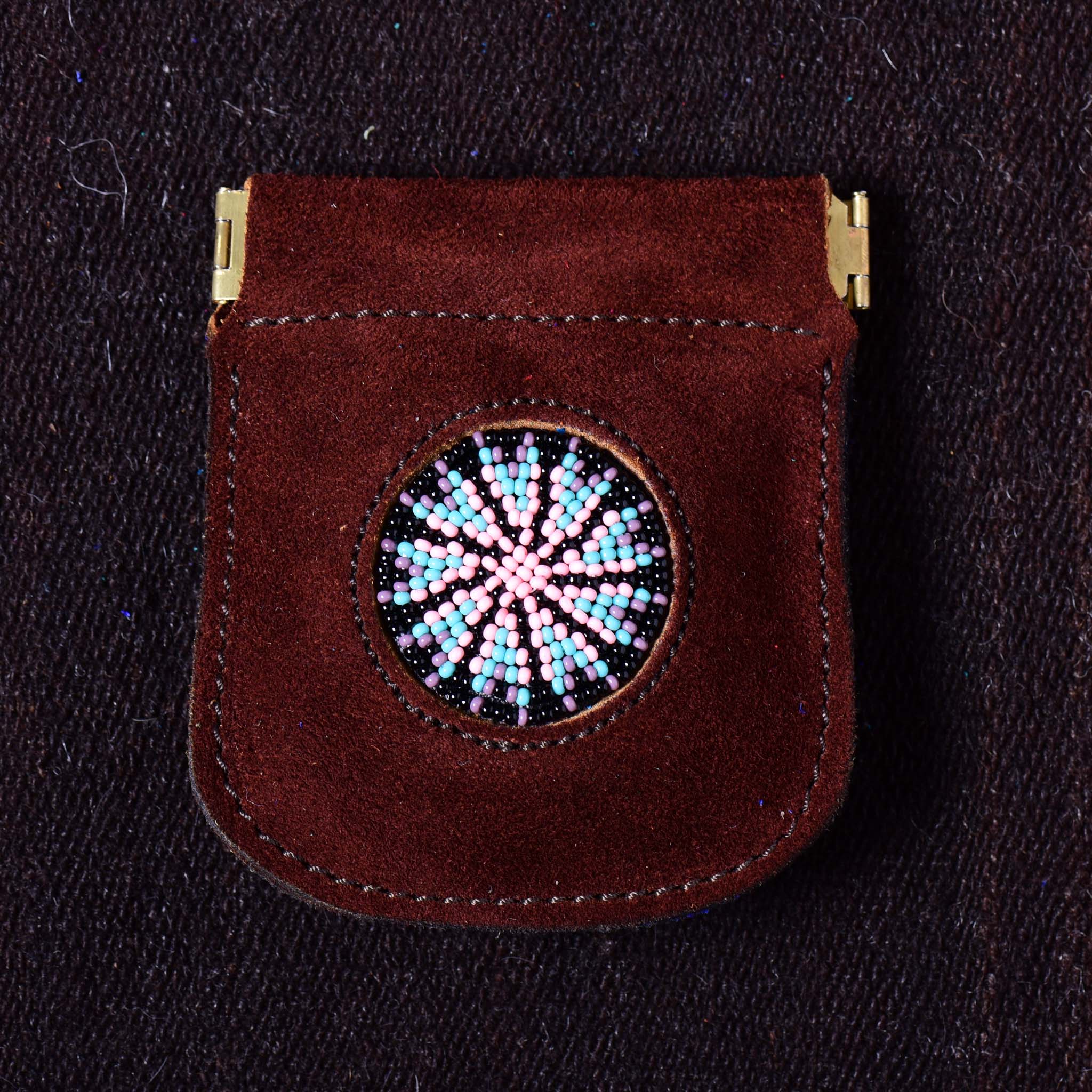 Andino Push - Otavalo Leather Beads Embroidery Purse The Flower
