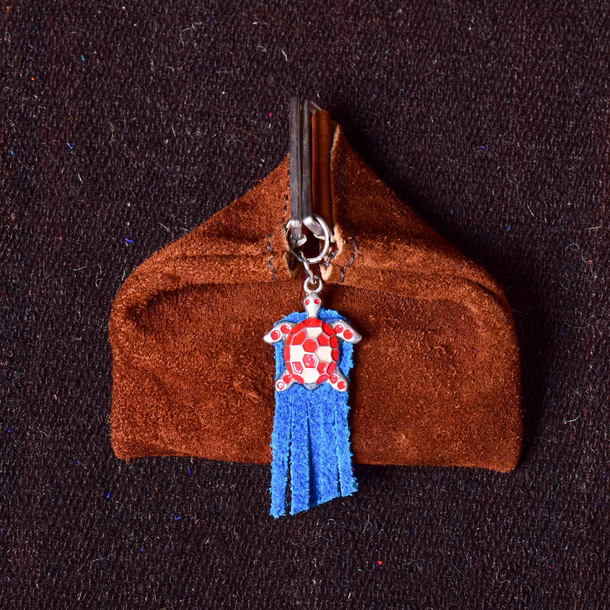Andino Tortuguero - Otavalo Leather Turtle Clasp Purse Blue Handle