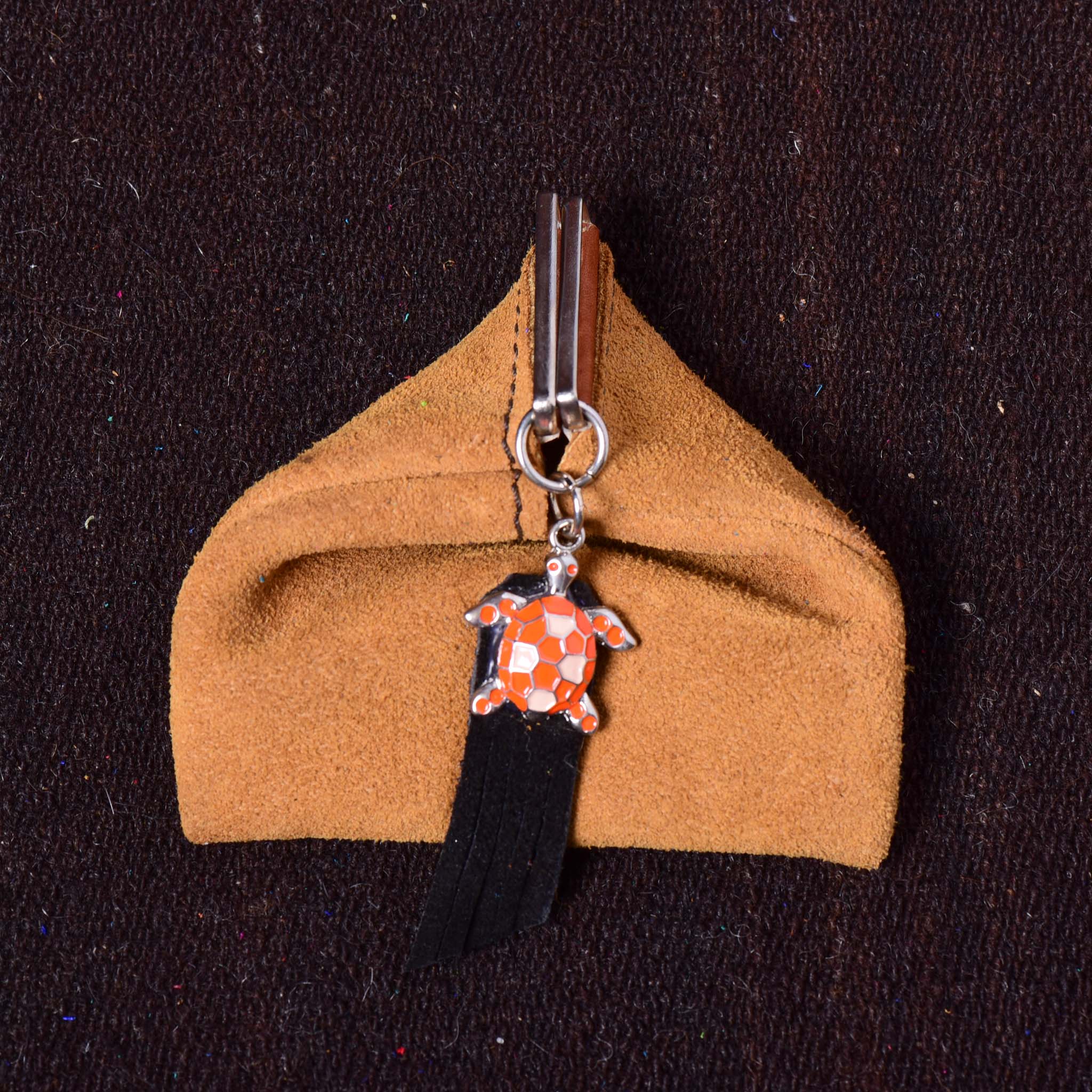 Andino Tortuguero - Otavalo Leather Turtle Clasp Purse turquoise Light Brown
