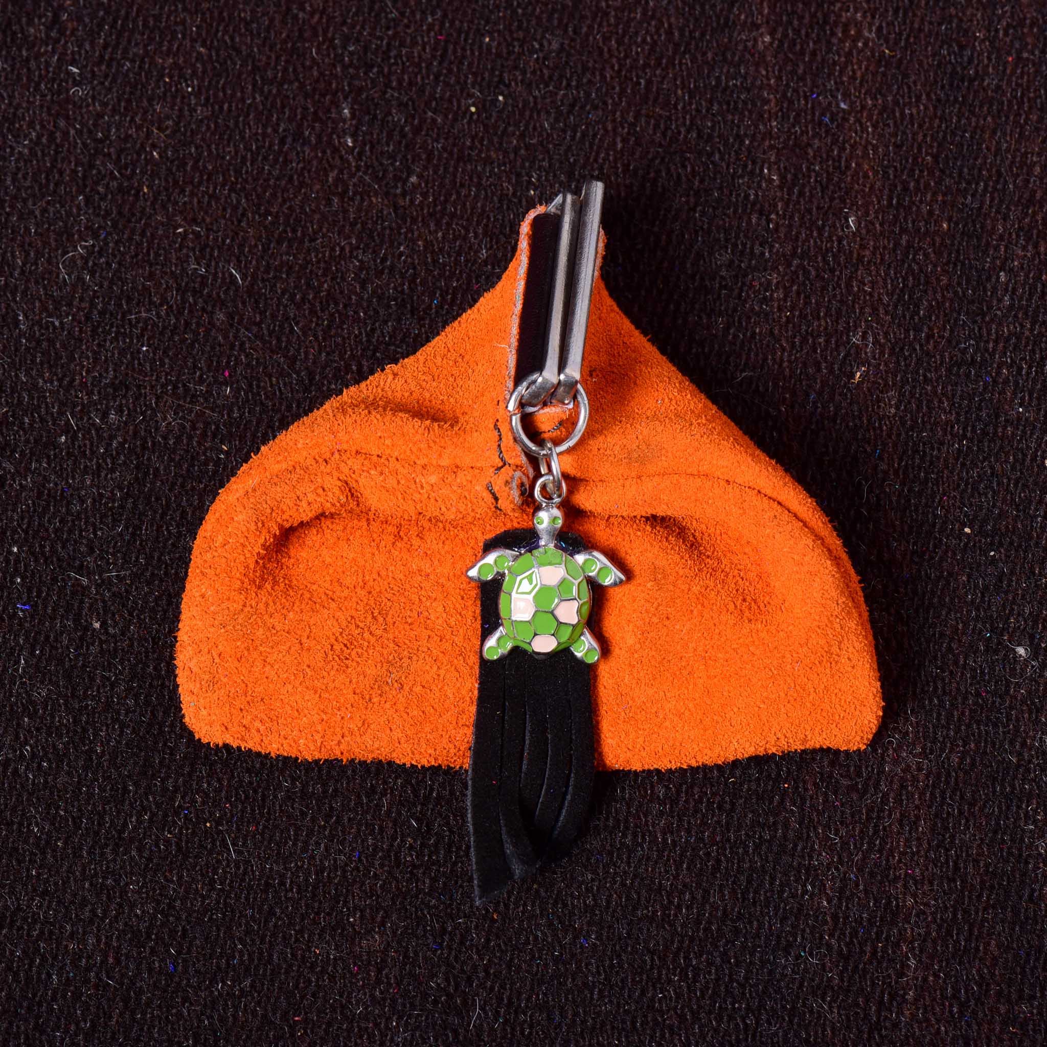 Andino Tortuguero - Otavalo Leather Turtle Clasp Purse Orange Black Handle