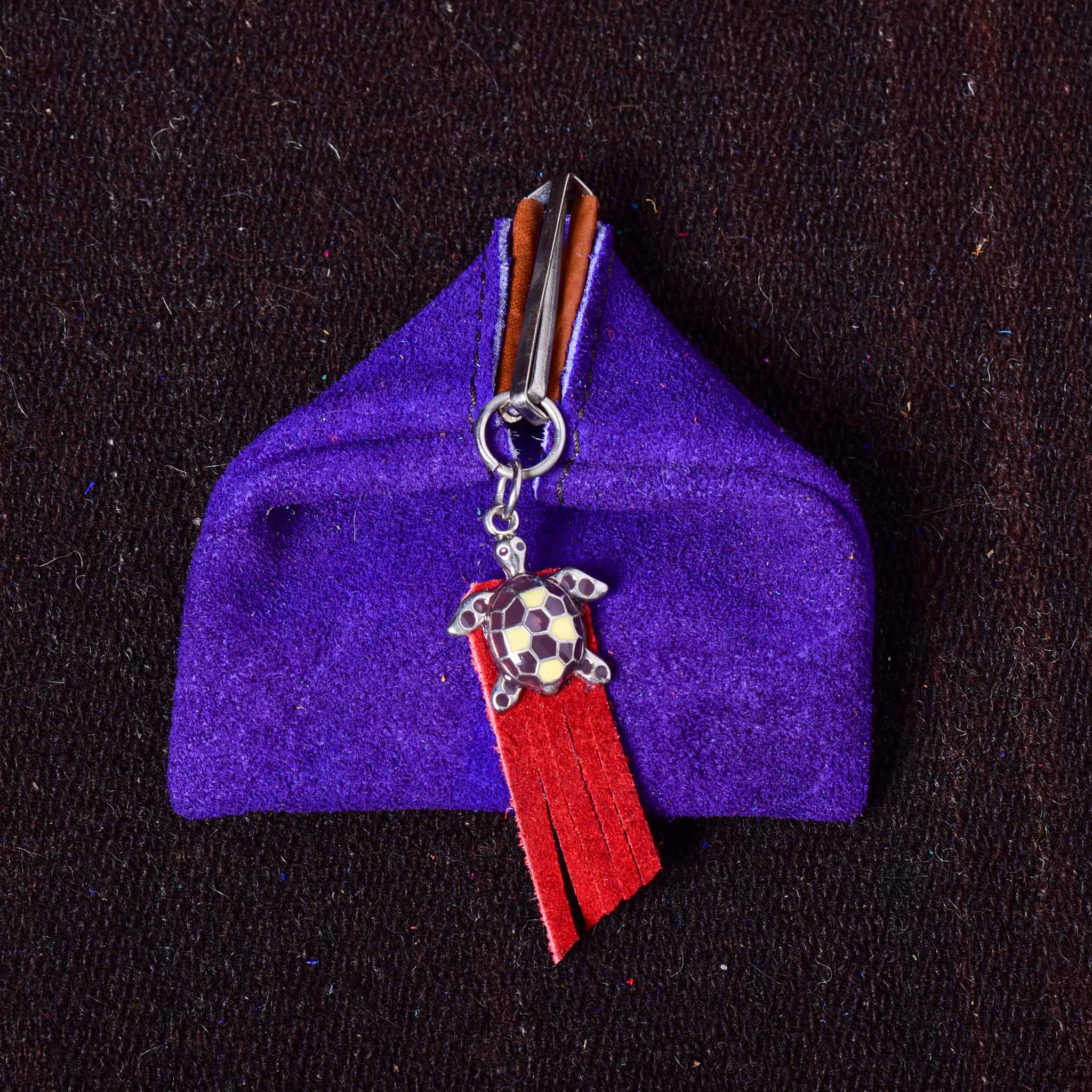Andino Tortuguero - Otavalo Leather Turtle Clasp Purse Purple & Red