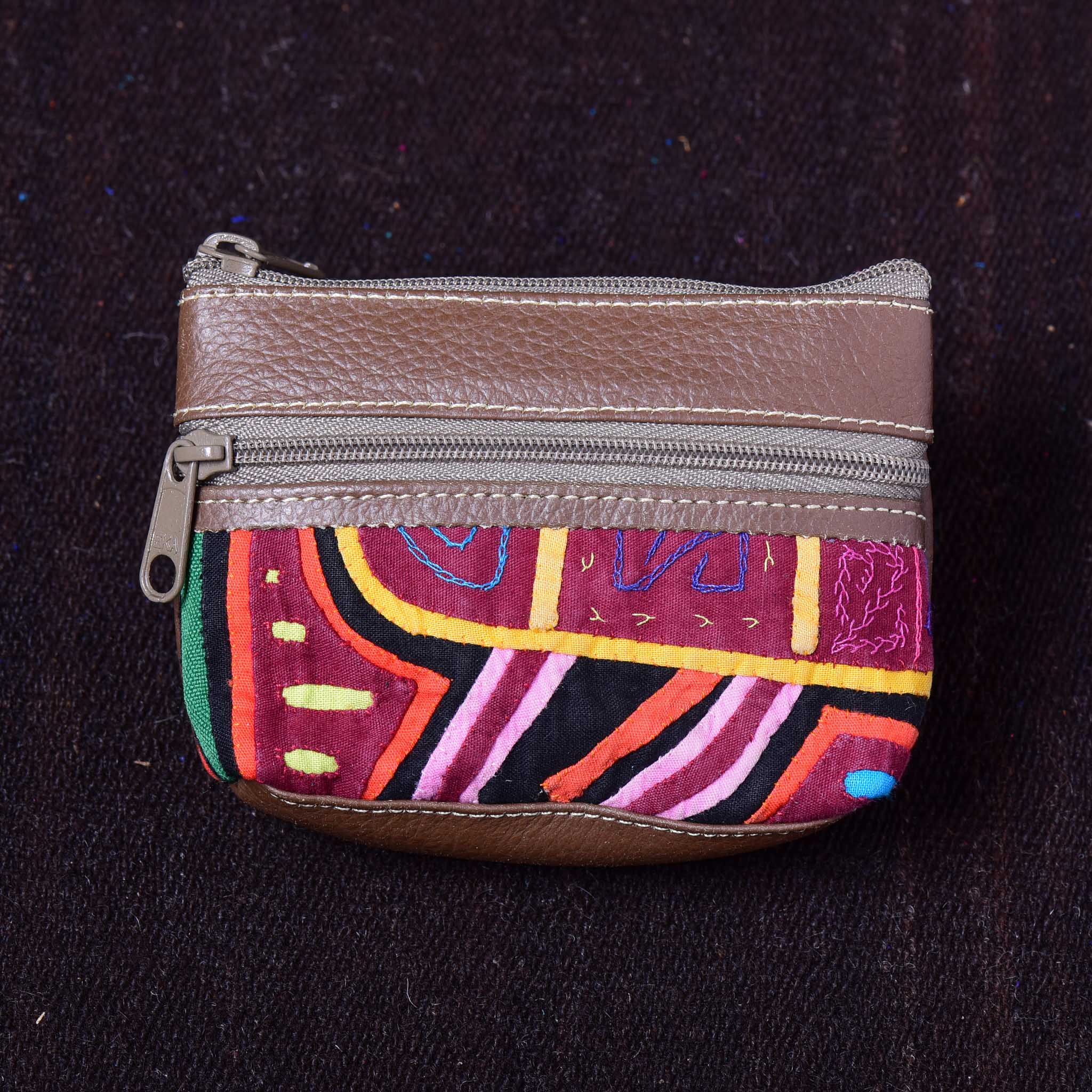 Monedero - Kuna Mola & Leather Purse