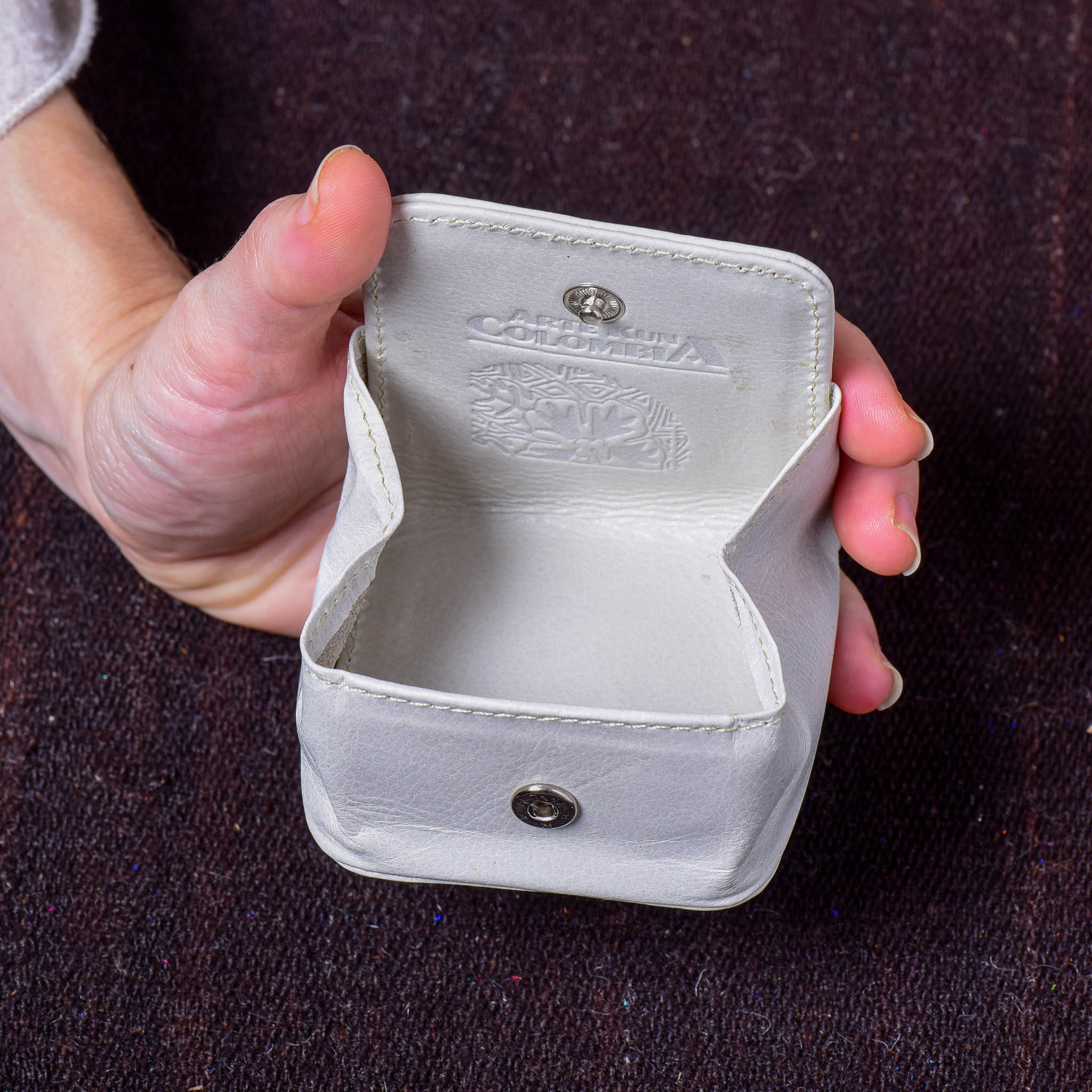 Cuadradito - Kuna Mola & Leather Purse white