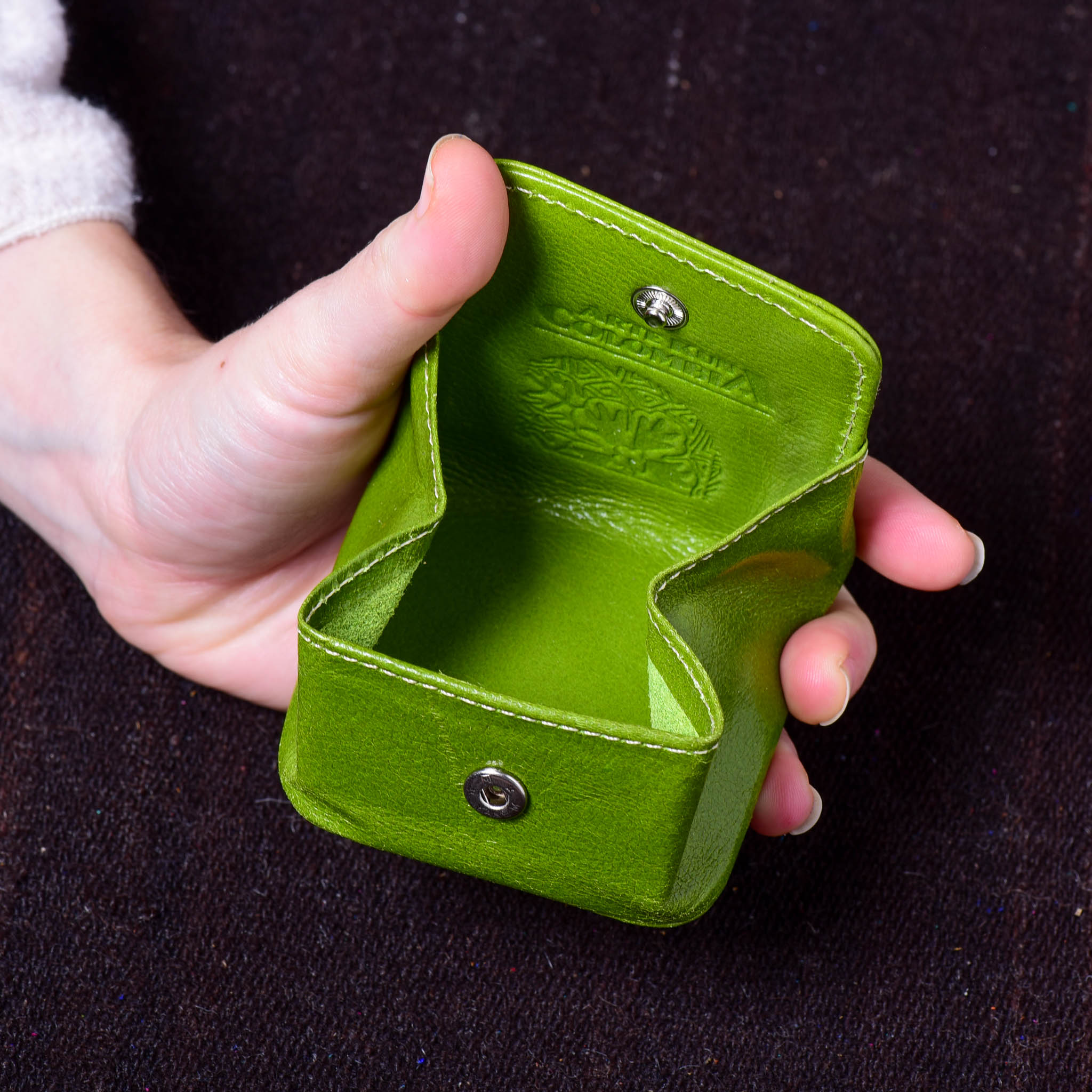 Cuadradito - Kuna Mola & Leather Purse green