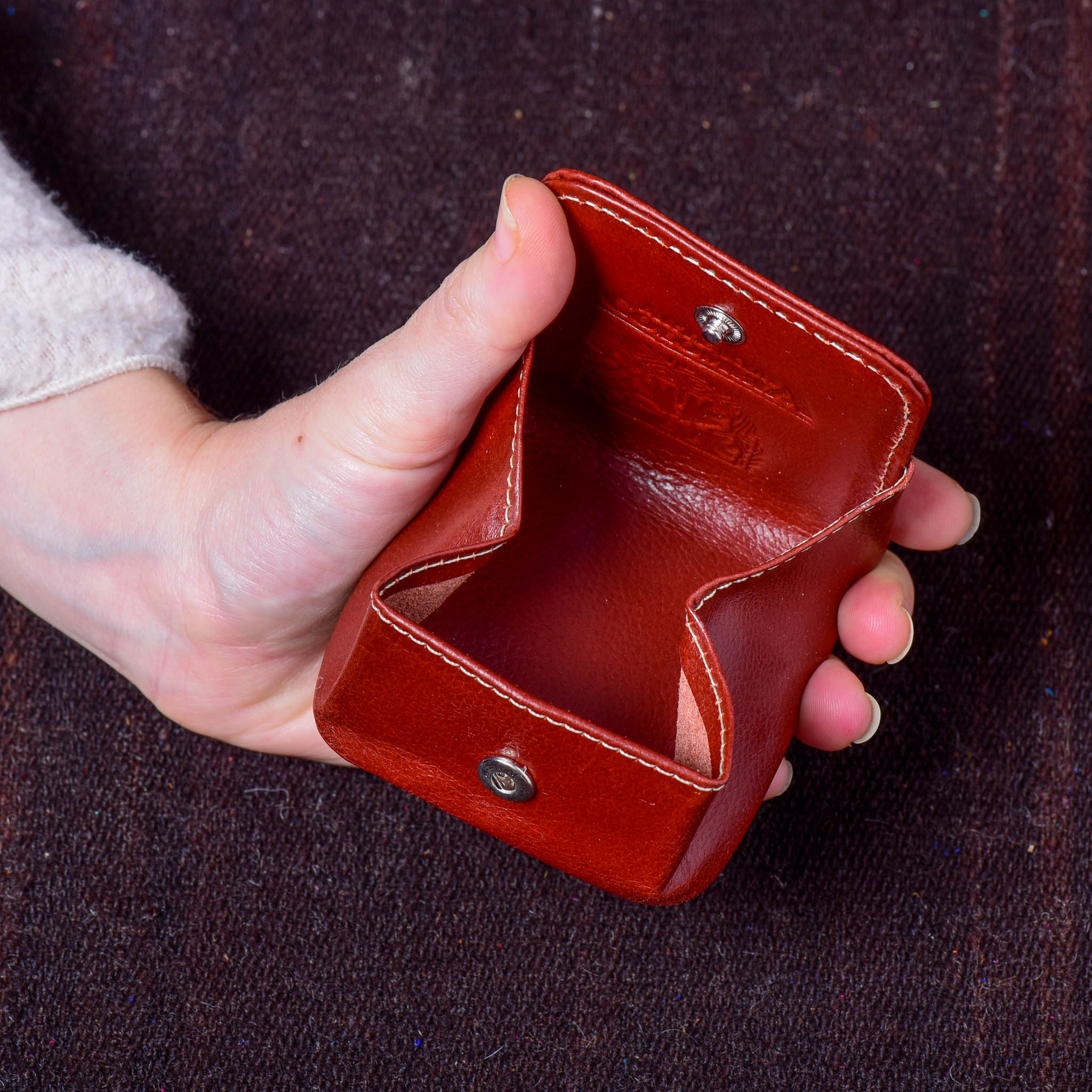 Cuadradito - Kuna Mola & Leather Purse brown