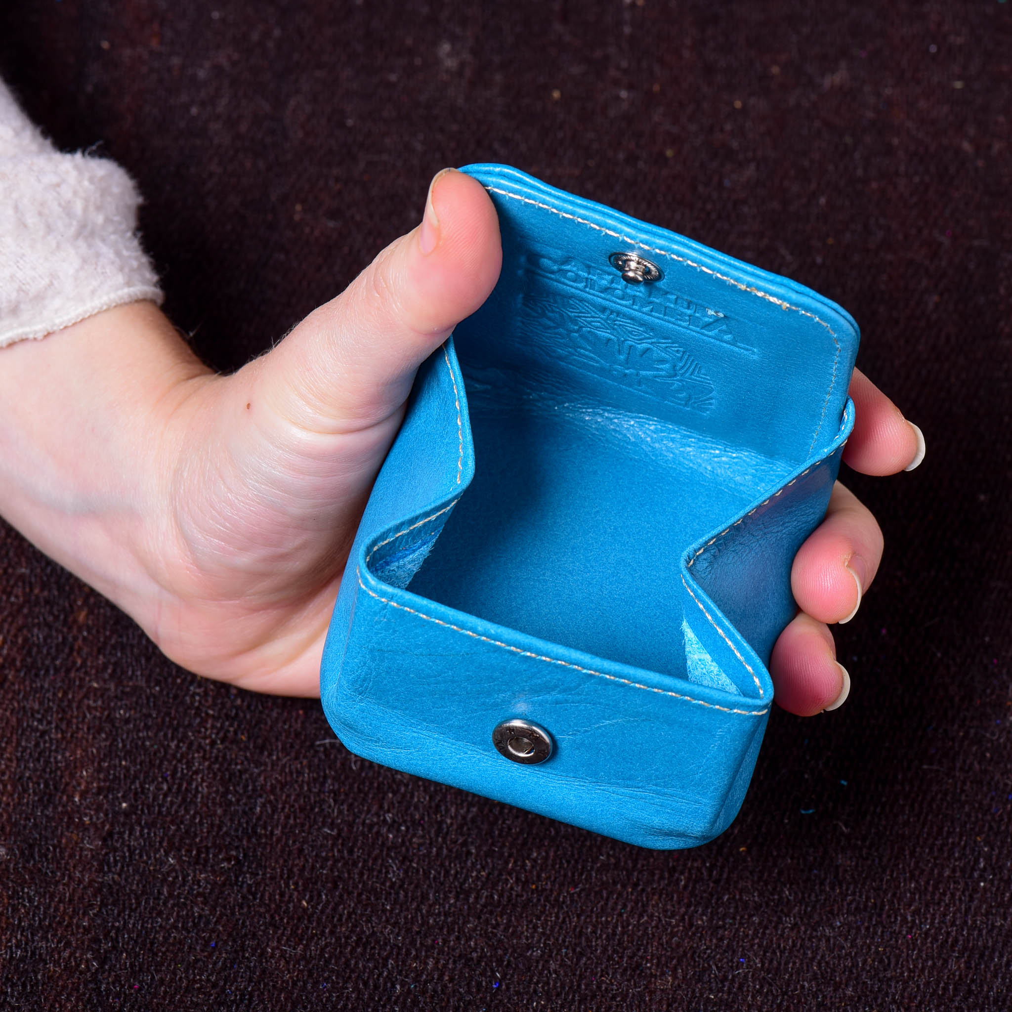 Cuadradito - Kuna Mola & Leather Purse blue