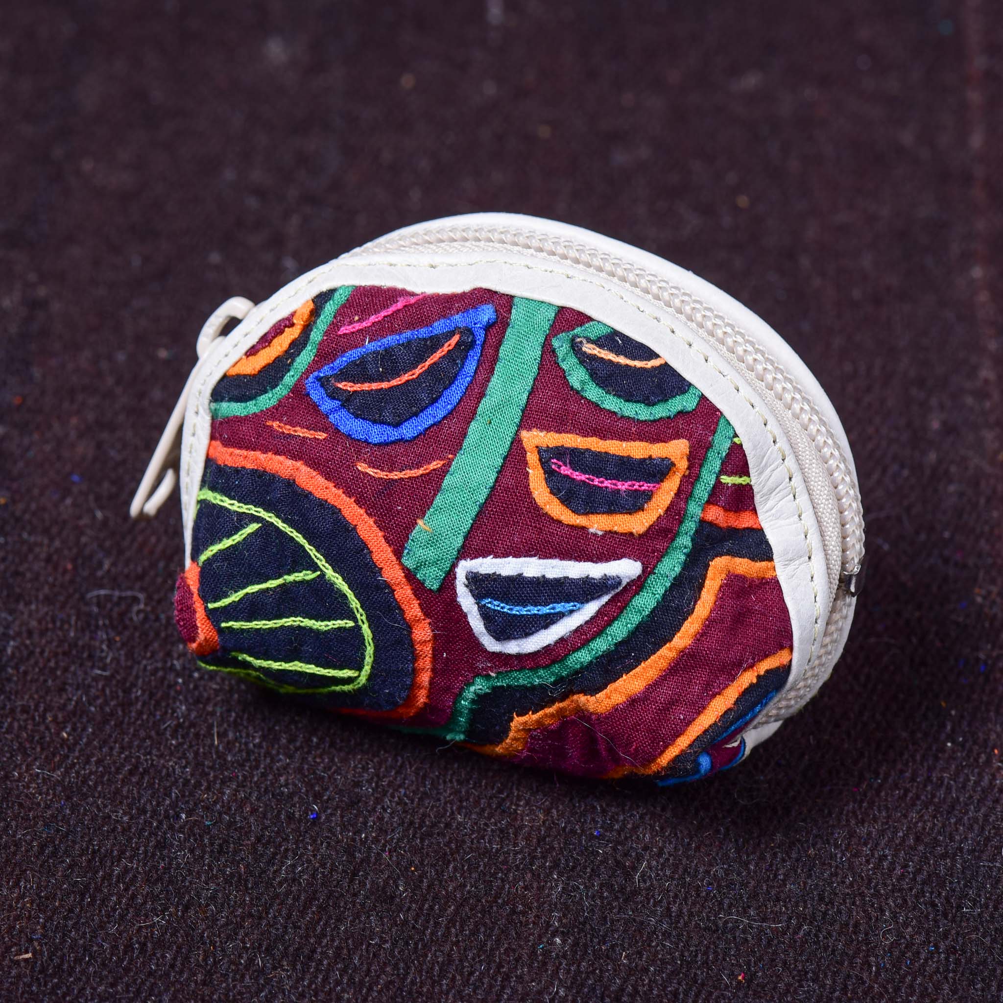 Redondo - Kuna Mola & Leather Purse white
