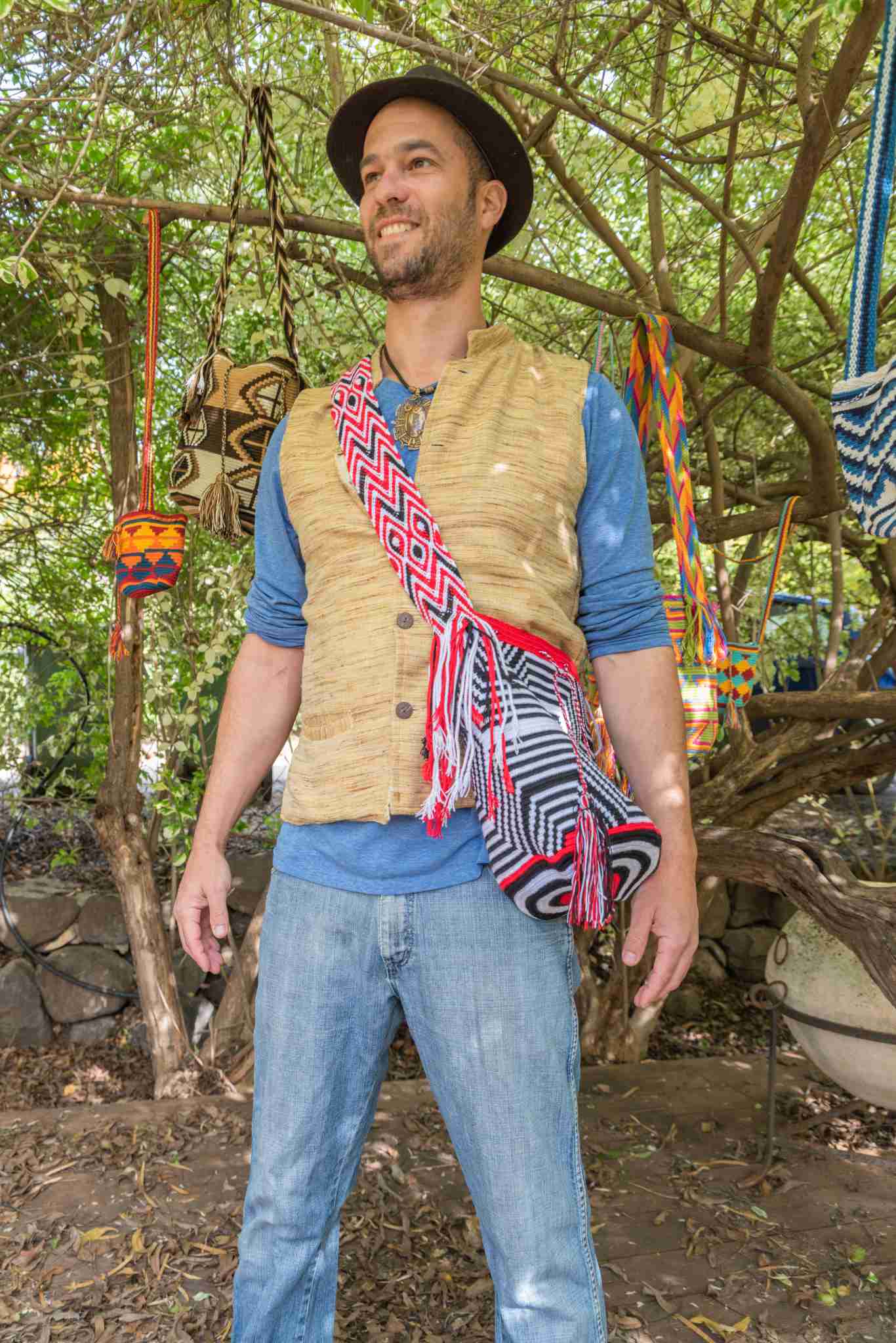 Wayuu Large Knitted Mochila Bag Zebra