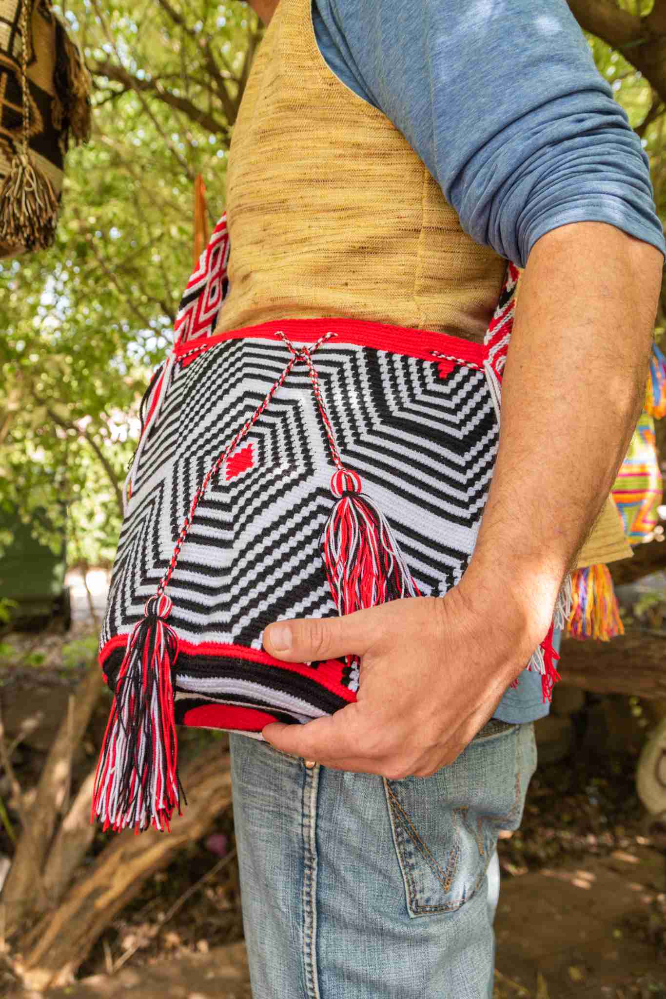 Wayuu Large Knitted Mochila Bag Zebra