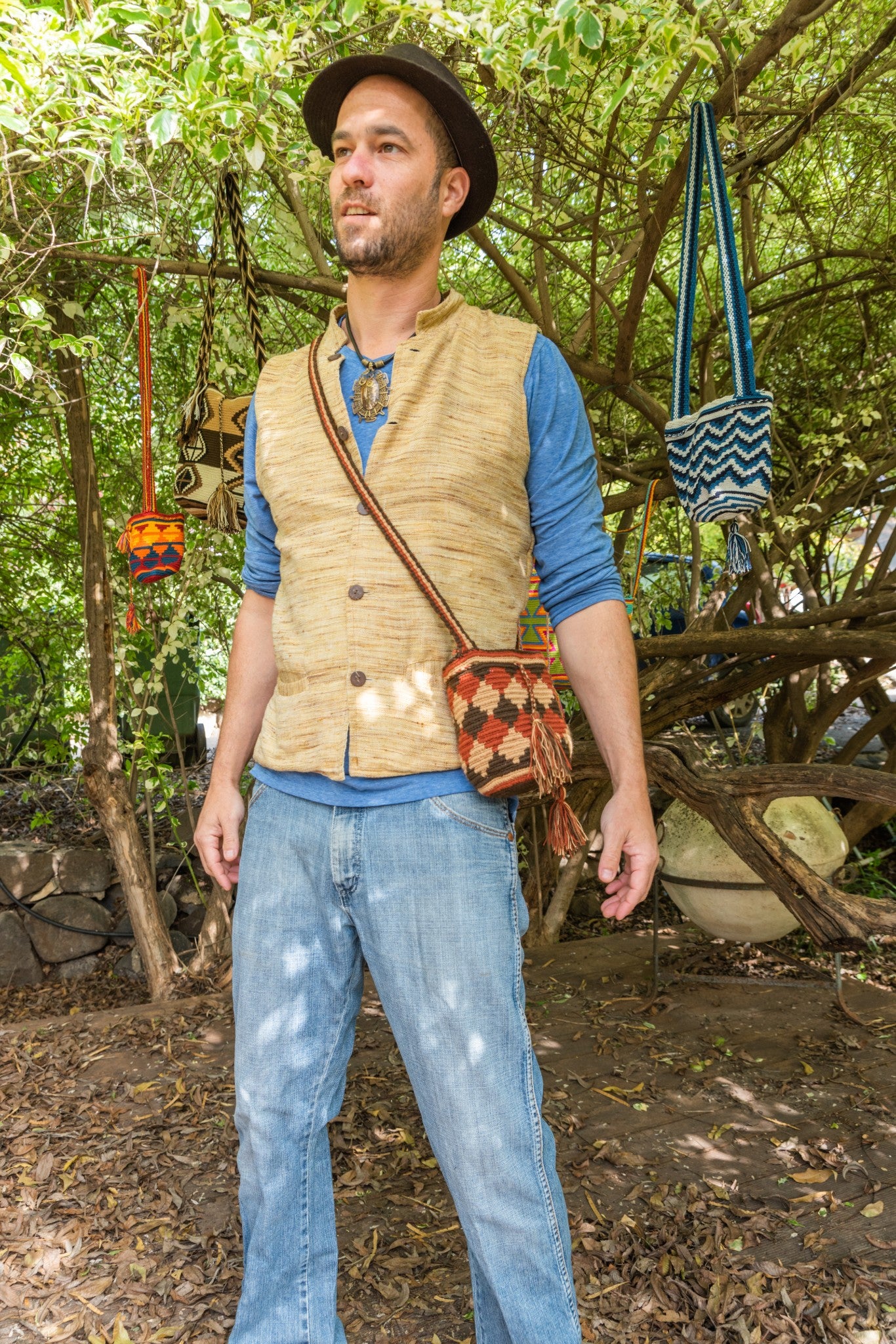 Wayuu Small Knitted Mochila Bag Brown