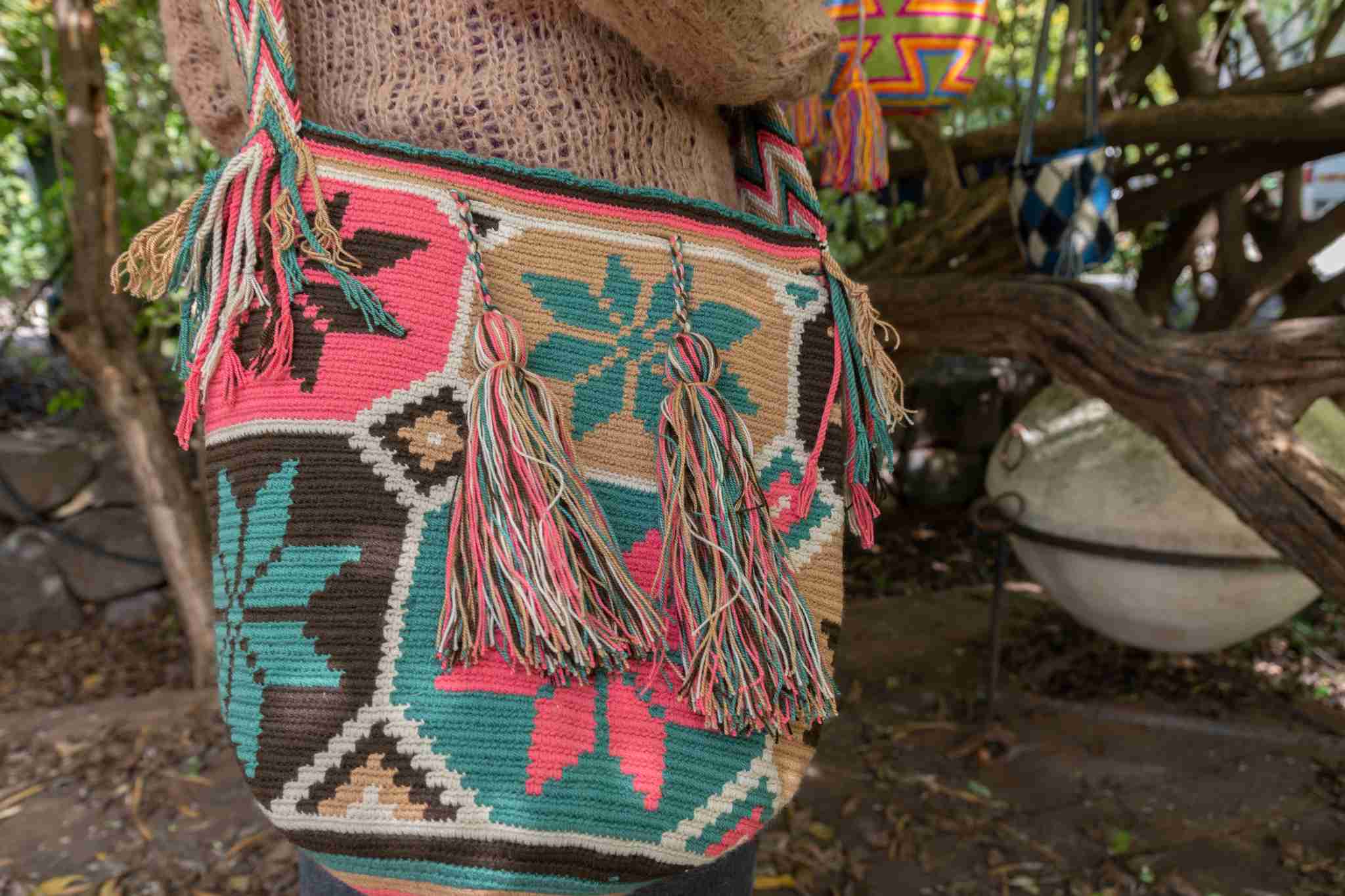 Wayuu Large Knitted Mochila Bag Desert Green
