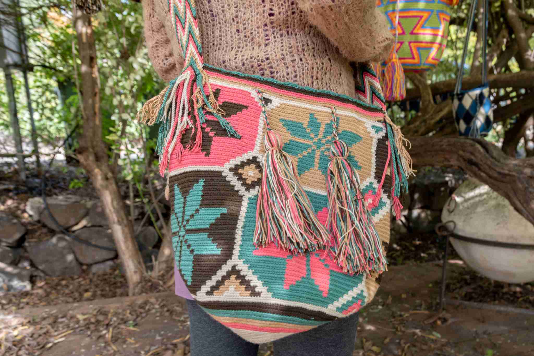 Wayuu Large Knitted Mochila Bag Desert Green