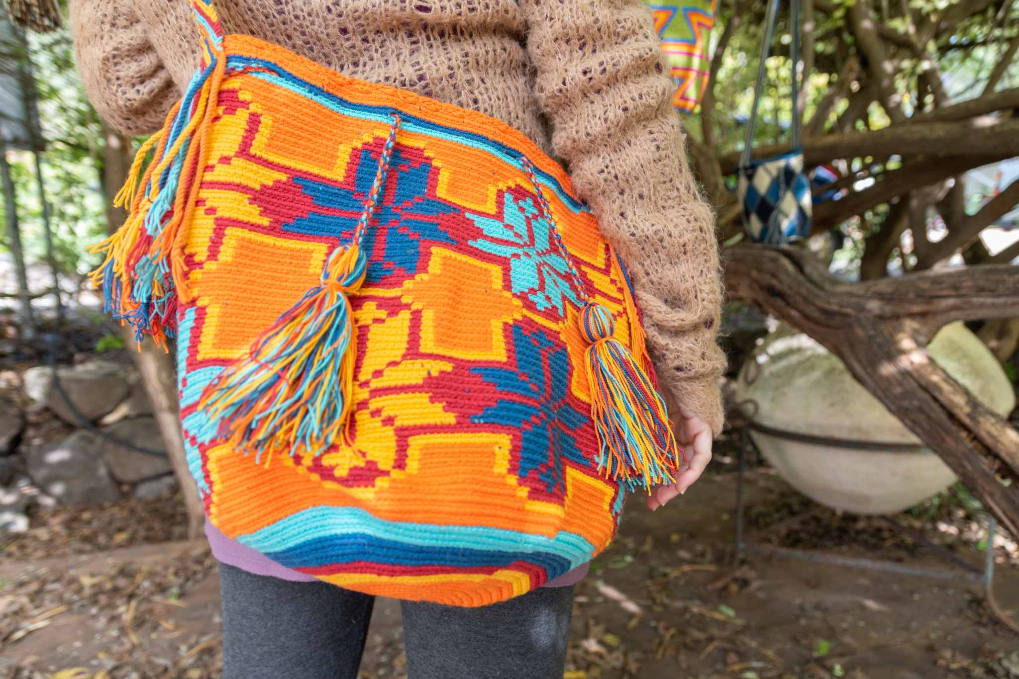Wayuu Large Knitted Mochila Orange Tribe