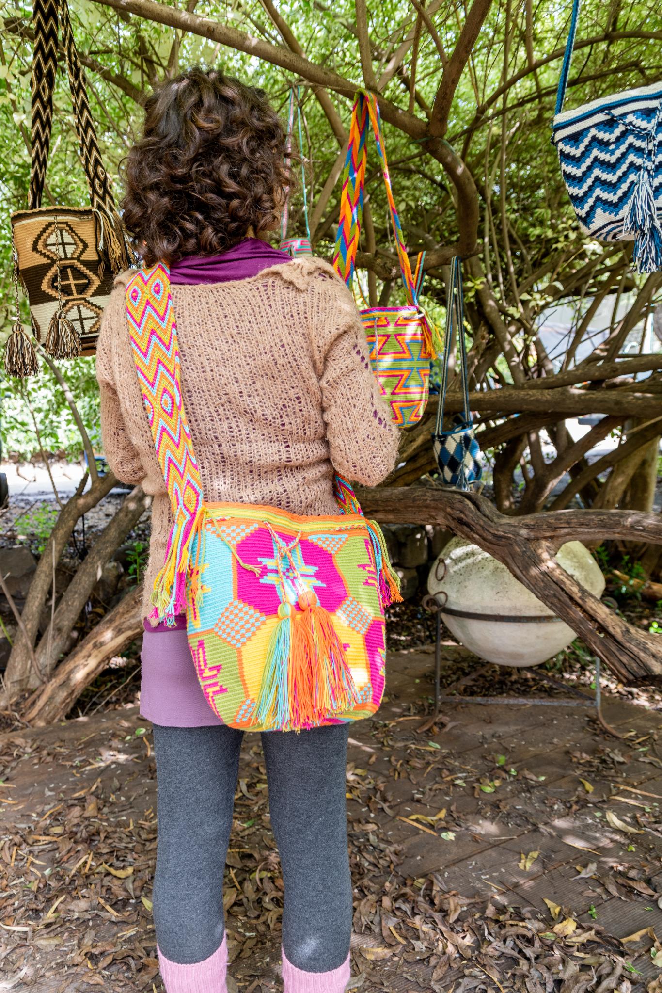 Wayuu Large Knitted Mochila Flowers