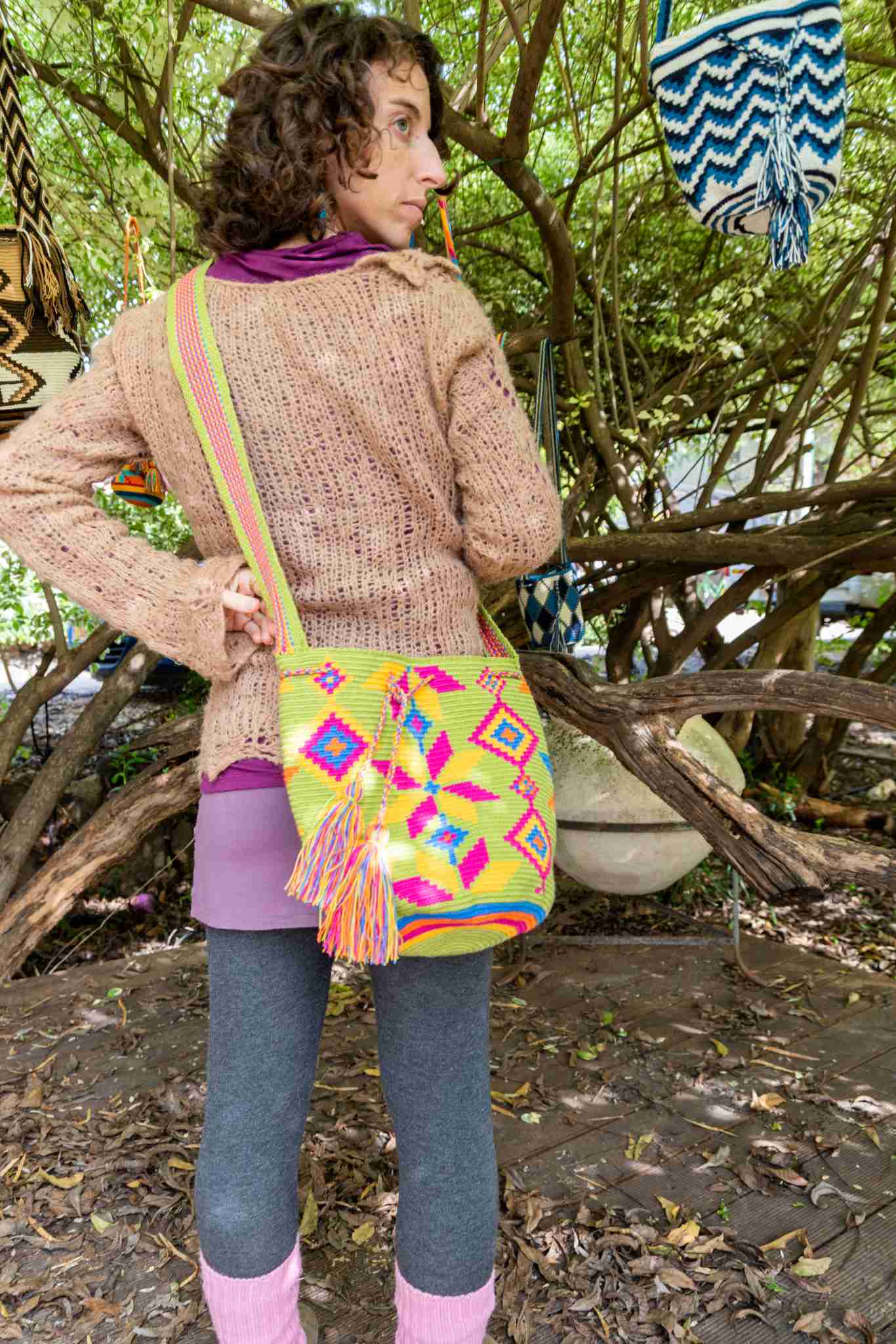 Wayuu Large Knitted Mochila Green Squeezers