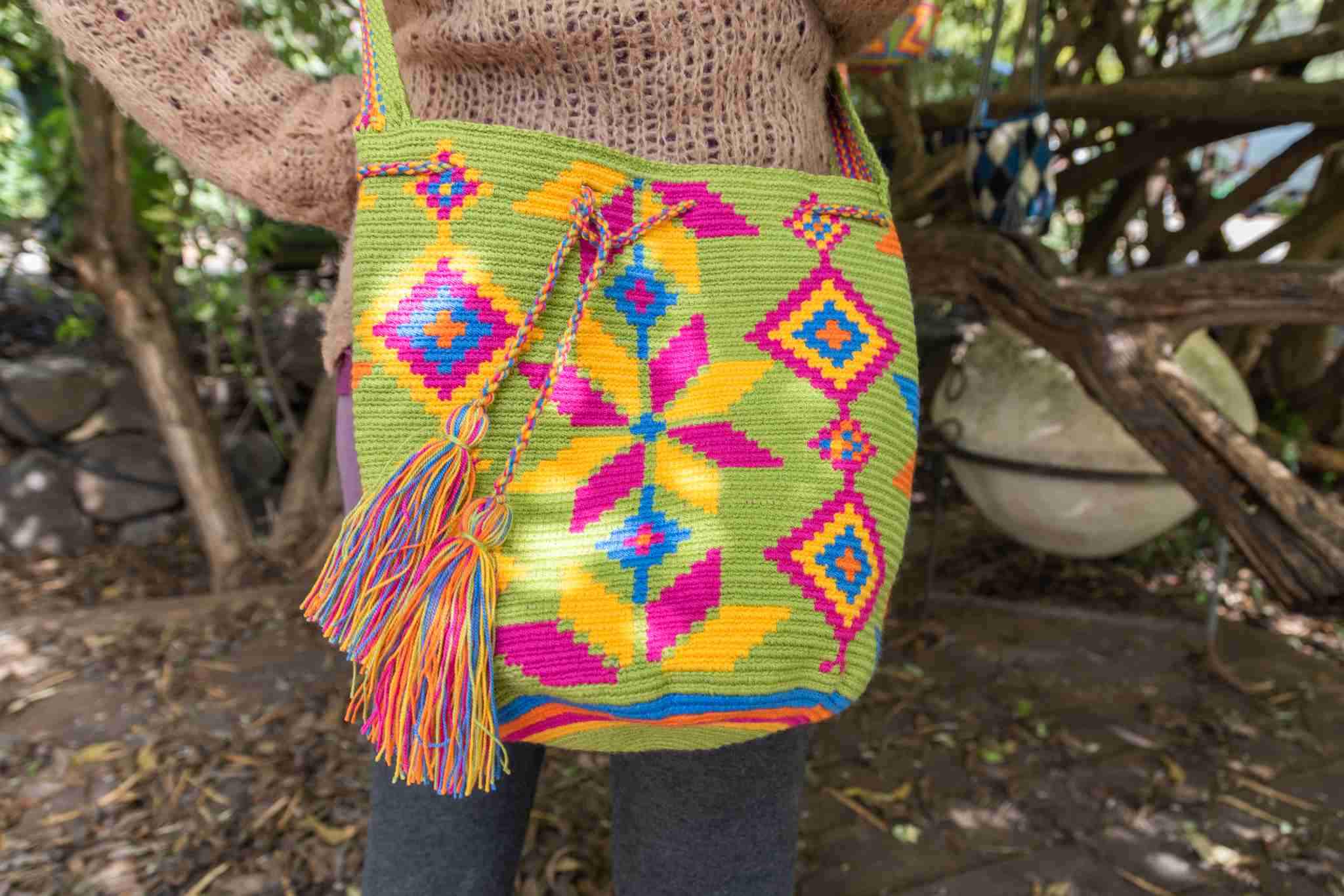 Wayuu Large Knitted Mochila Green Squeezers