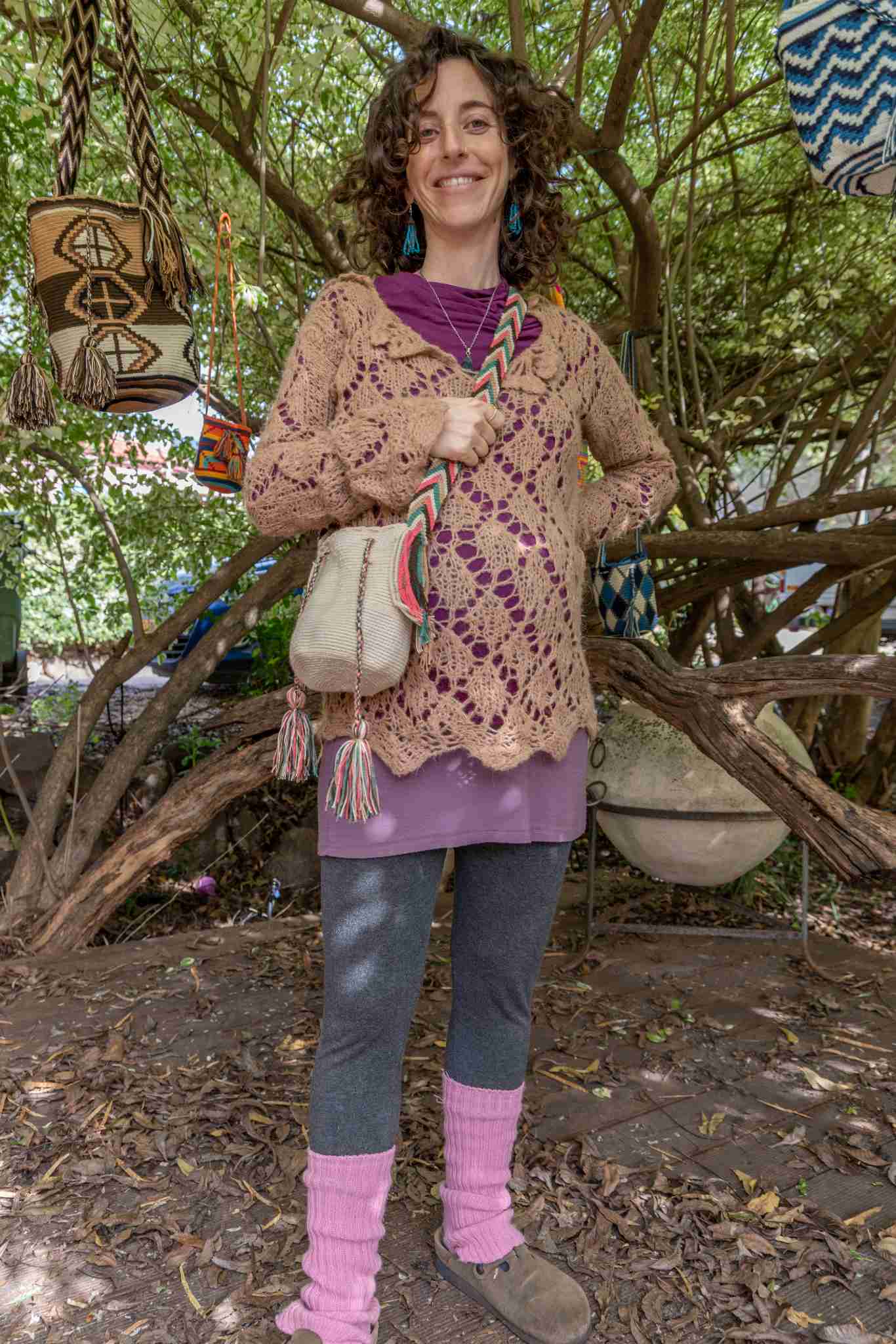 Wayuu Small Knitted Mochila Bag White