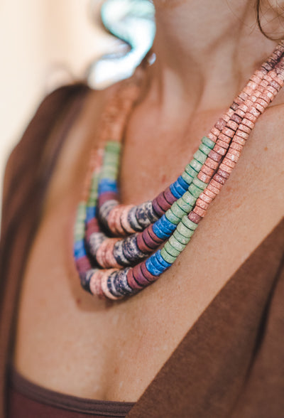 3 expanding strips - Clay Beads Necklace - Wild Matter Arts