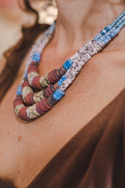 Bright Green Expanding Strips - Clay Beads Necklace - Wild Matter Arts