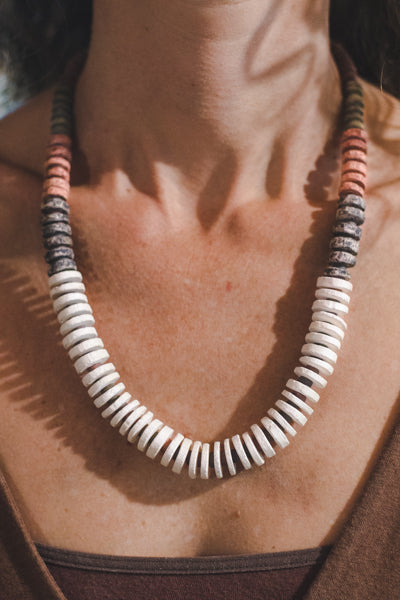 1 wide strip - Clay Beads Necklace - Wild Matter Arts