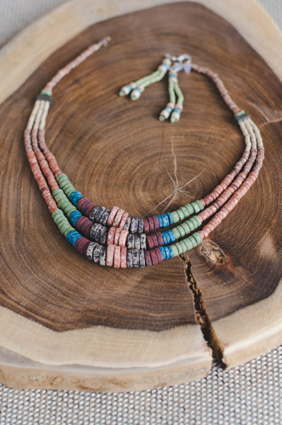 Dark Earth Expanding Strips - Clay Beads Necklace - Wild Matter Arts