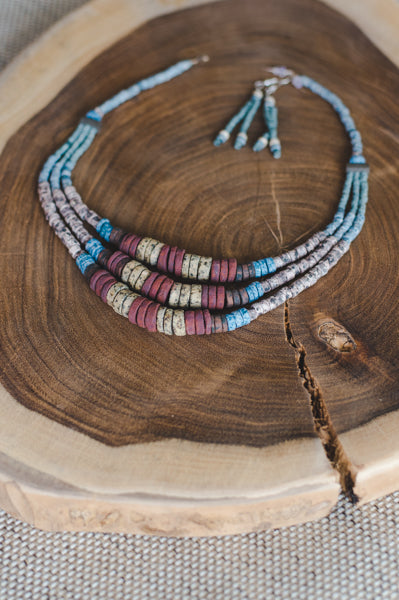 Bright Green Expanding Strips - Clay Beads Necklace - Wild Matter Arts