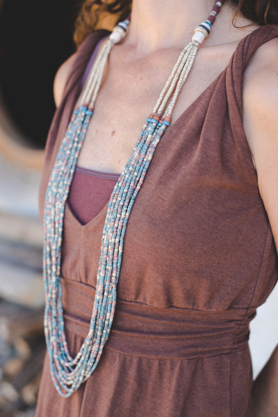 Grey long strips - Clay Beads Necklace - Wild Matter Arts