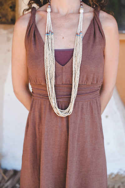 Bright Green long strips - Clay Beads Necklace - Wild Matter Arts