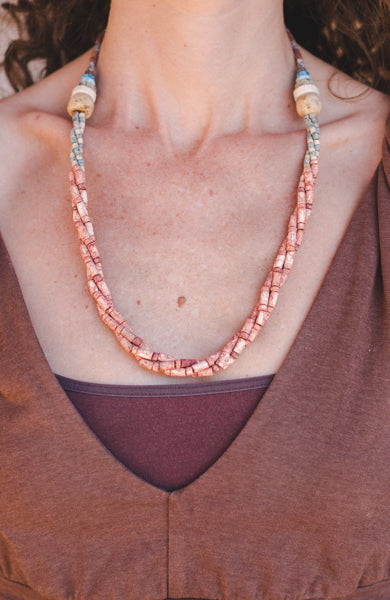 3 braided strips - Clay Beads Necklace - Wild Matter Arts