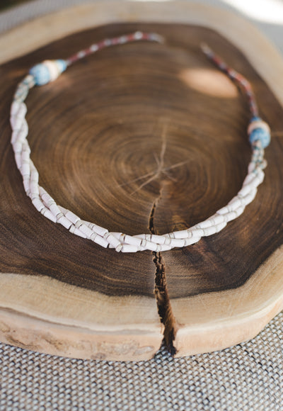 Cream Braided Strips - Clay Beads Necklace - Wild Matter Arts