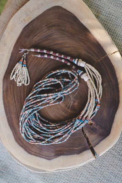 Grey long strips - Clay Beads Necklace - Wild Matter Arts
