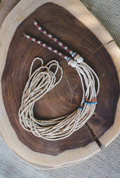 Bright Green long strips - Clay Beads Necklace - Wild Matter Arts