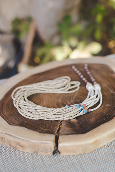 Bright Green long strips - Clay Beads Necklace - Wild Matter Arts