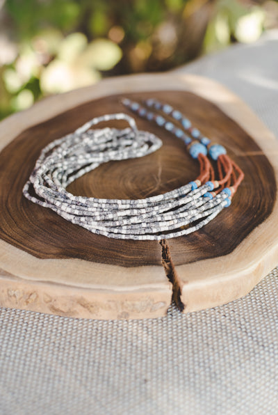 Earth Brown long strips - Clay Beads Necklace - Wild Matter Arts
