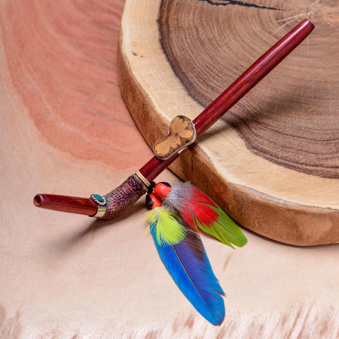 Palo Sangre Feathered Tepi - Rapé Applicator