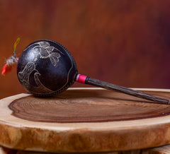 Large Shipibo Maracas Black Humming Bird and Condor
