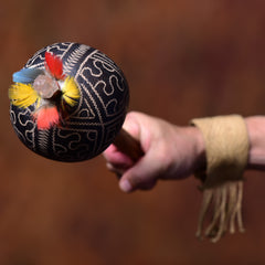 Extra Large Wild Stick Ceremonial Quartz Shipibo Maraca - "Icaro"
